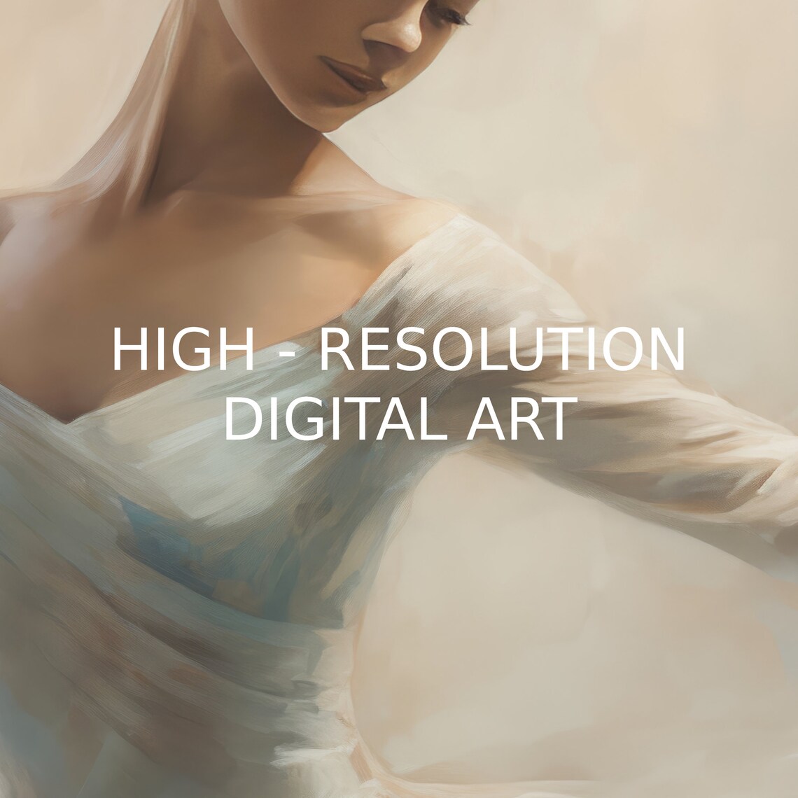 Ballerina in a Flowing White Dress Dancing Oil Painting Poster - Image 2
