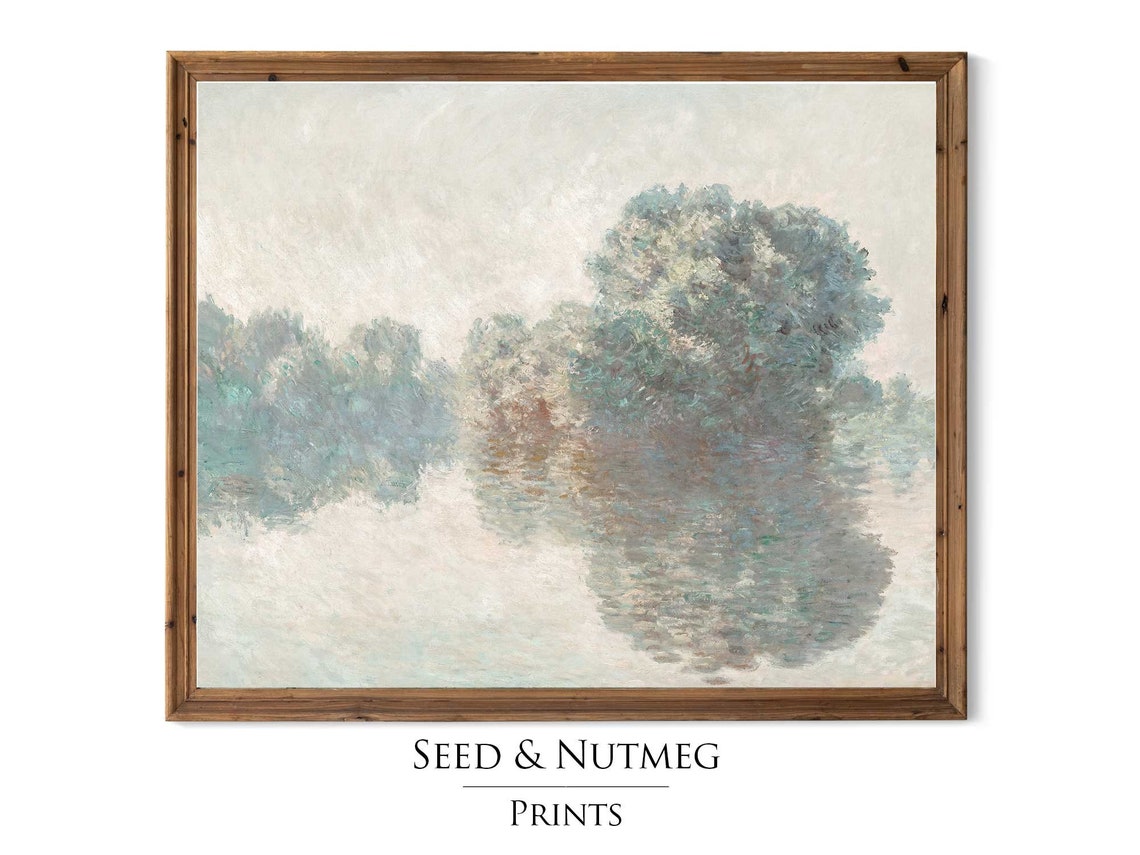 Misty River with Willow Reflections Impressionist Pastel Poster