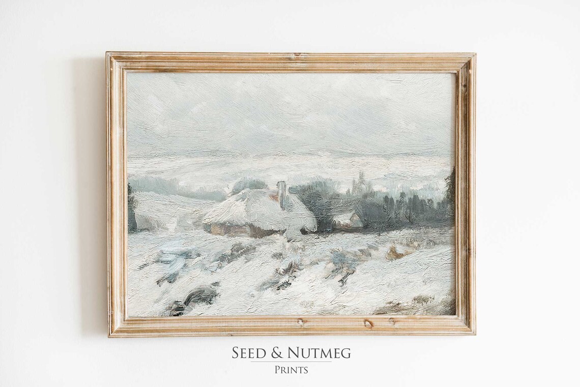 Winter Forest Vintage Landscape Poster Print