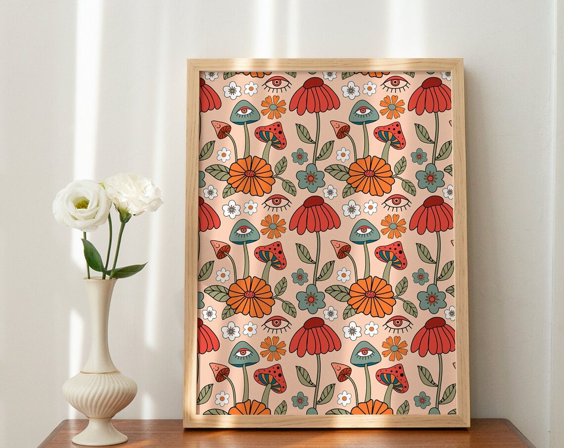 Groovy Mushroom Psychedelic Retro Art Print - Image 4