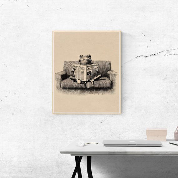 Funky Frog Poster Vintage 1960s Style Coffee Art