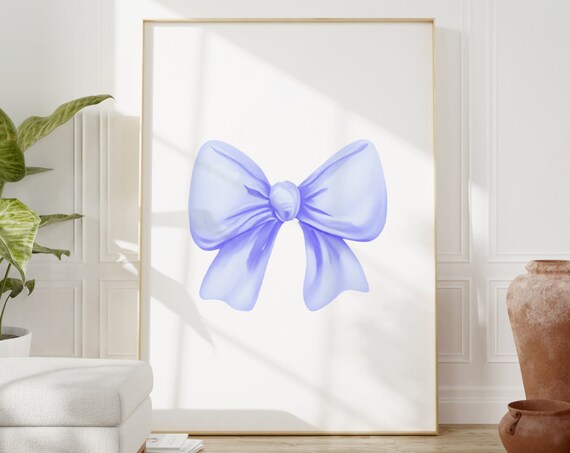 Periwinkle Blue Bow Watercolor Soft Minimalist Chic Decor Poster