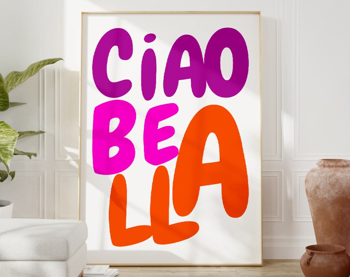 Ciao Bella Colorful Bubble Letter Italian Saying Dorm Poster - Image 3
