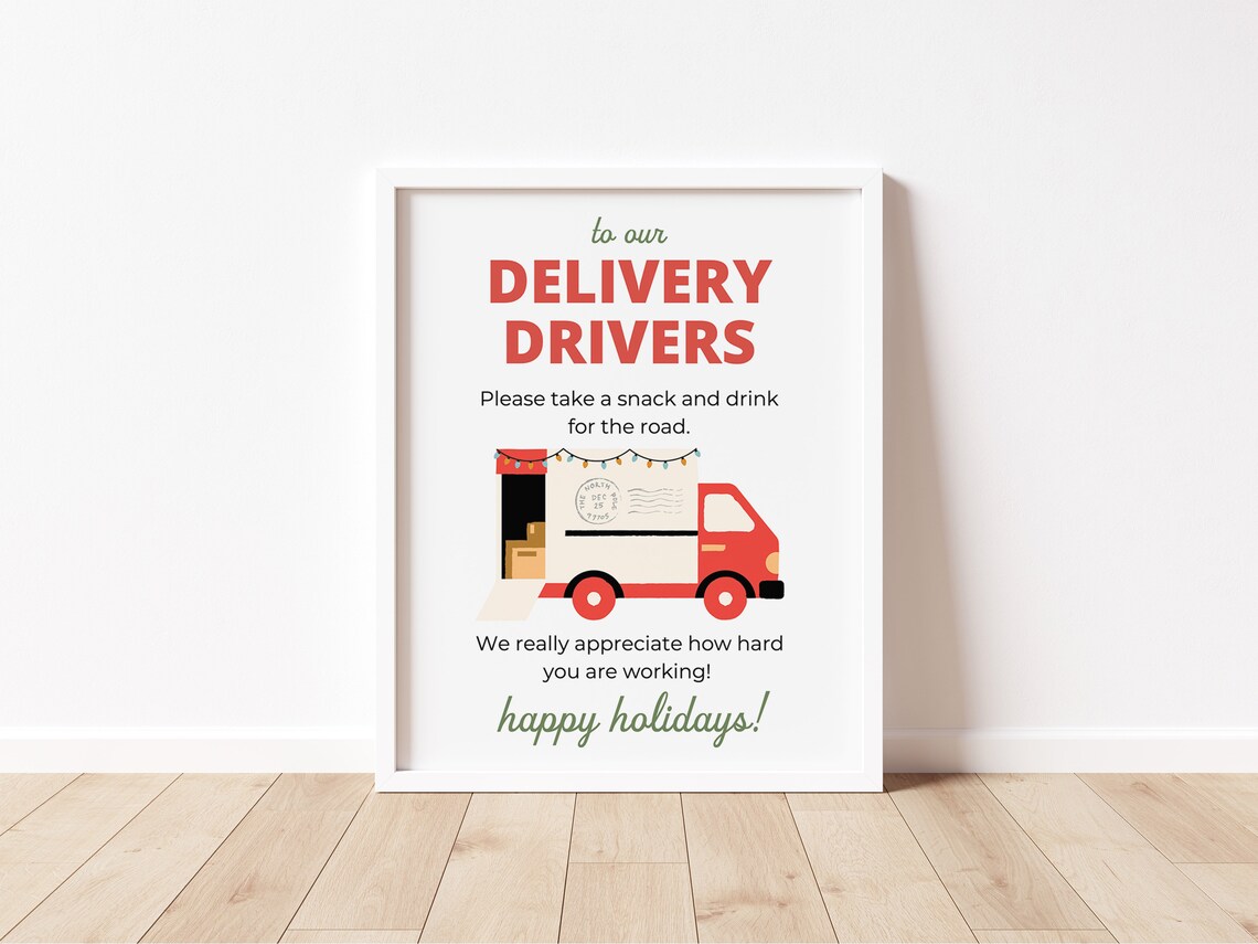 To Our Delivery Drivers Snack Sign Christmas Print Two Design Options - Image 2