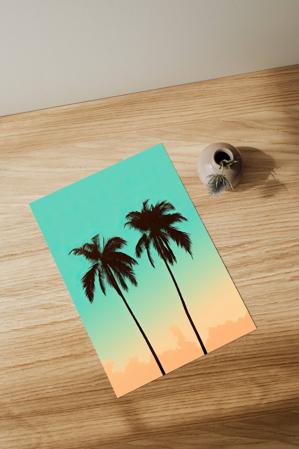 Tropical Palm Tree Boho Art Print, Retro Design
