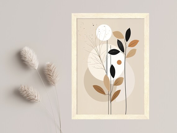 Botanical Wall Art, Scandinavian Boho Abstract Poster