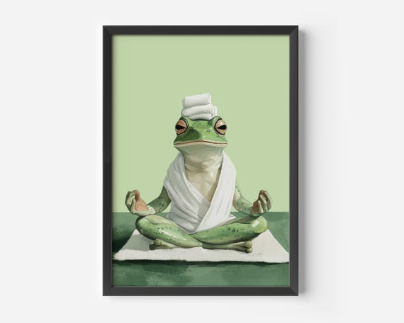 Funny Meditating Frog In A Towel Zen Yoga Spa Day Animal Poster