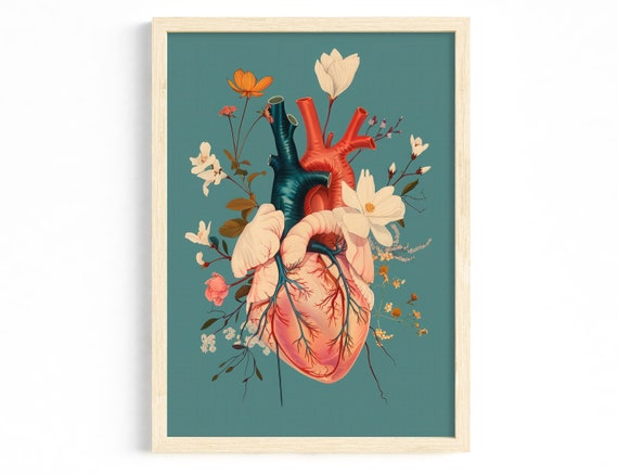 Vintage Heart Flower Illustration Art Print