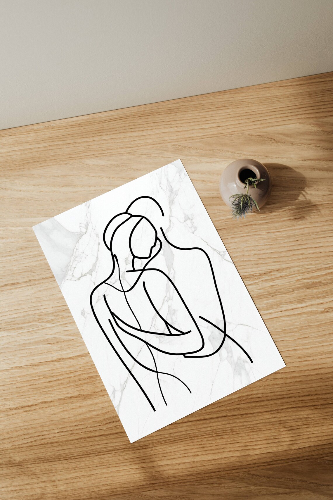 Abstract Line Couple Art Print, Minimalist Love Decor