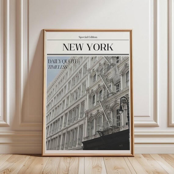New York City Architecture Print Minimalist Black White Soho Decor