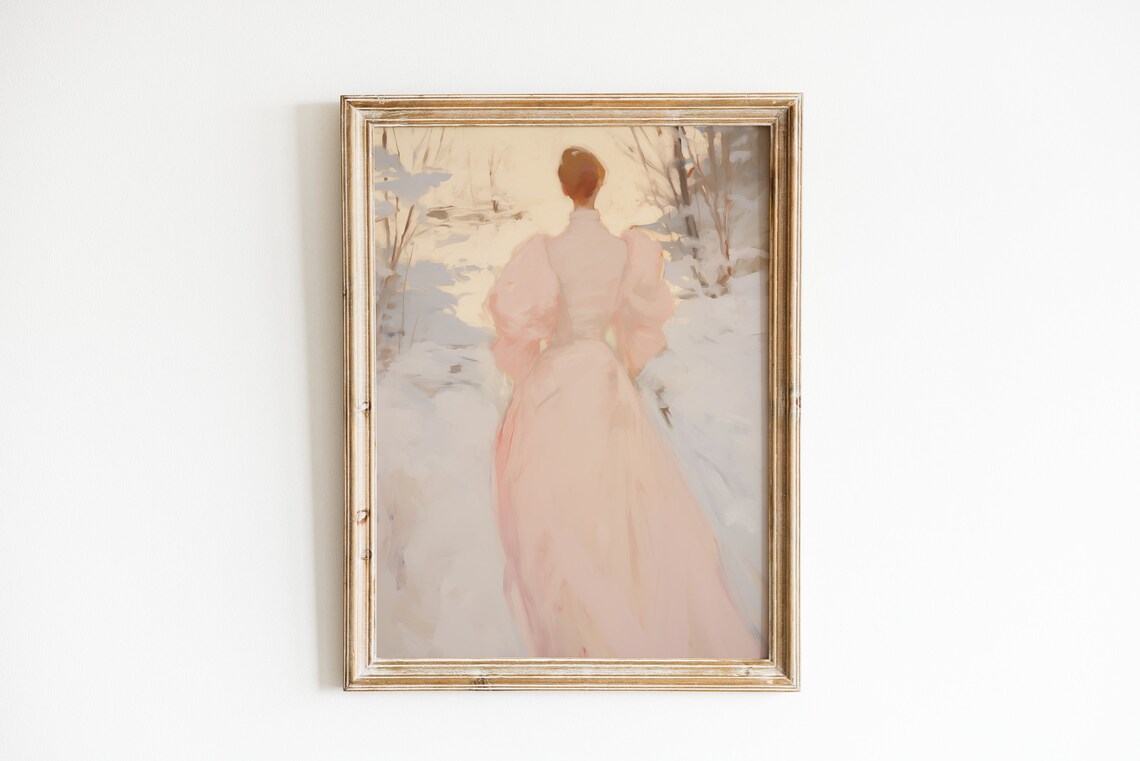 Antique Winter Painting Vintage Christmas Poster