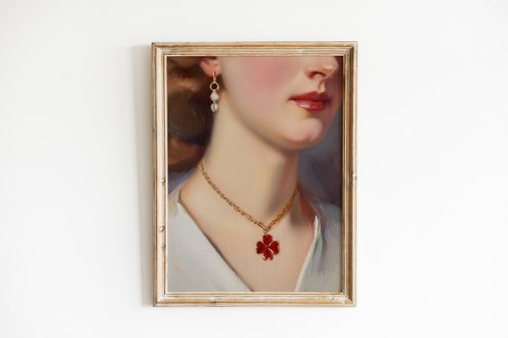 Antique Oil Painting Coquette Art Print, Dark Academia