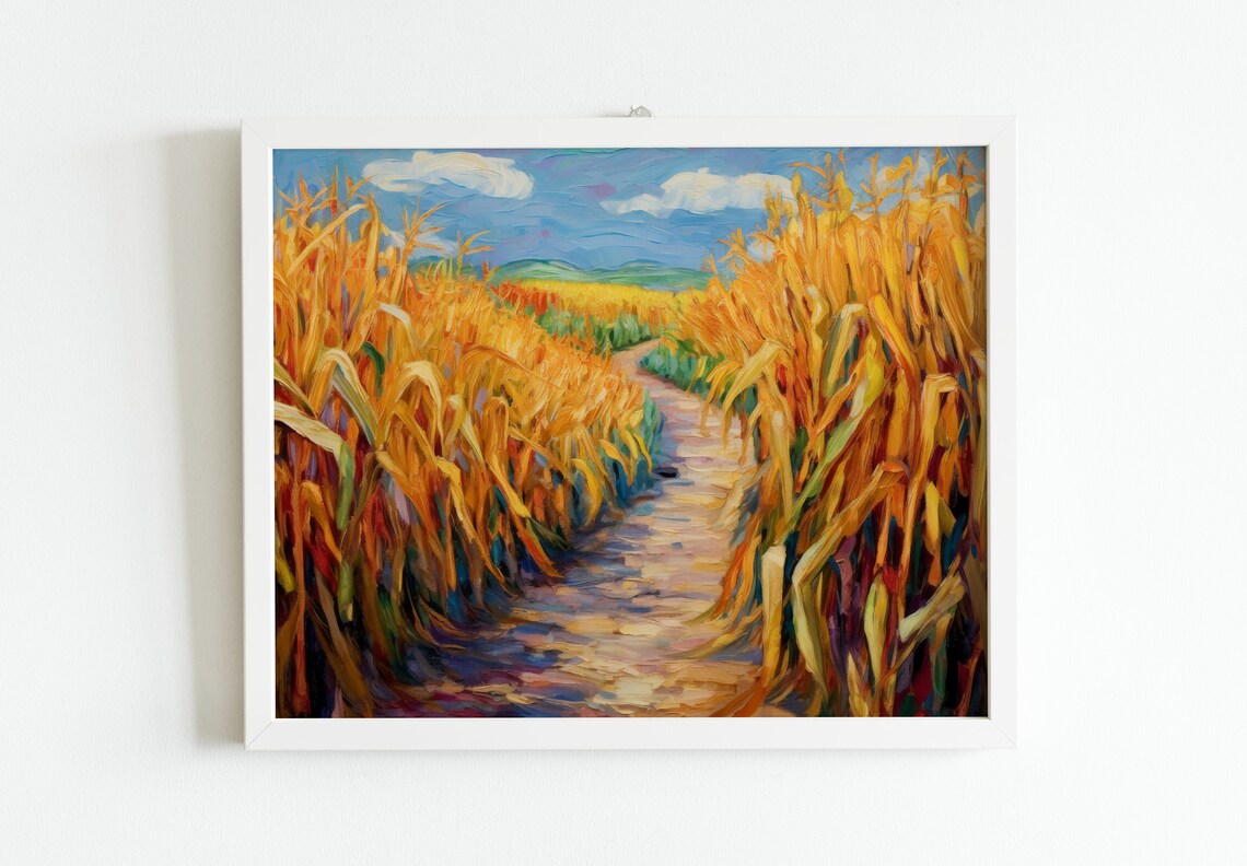Warm Autumn Corn Painting, Rustic Fall Art Print - Image 2