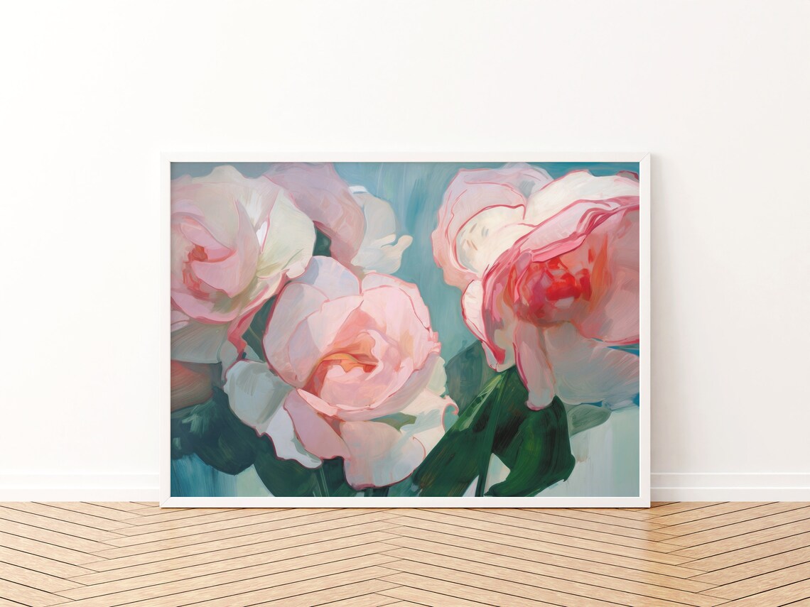 Girly Pink Rose Print, Vintage Floral Art Print - Image 3