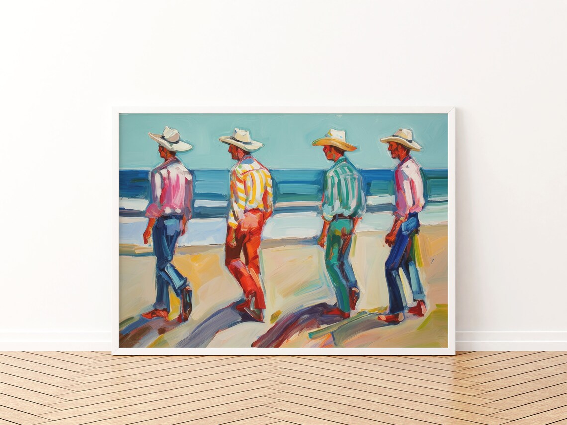 Preppy Western Coastal Cowboy Retro 1970s Print - Image 2