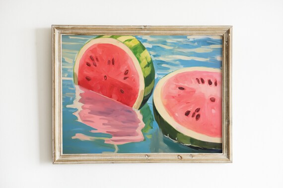 Watermelon Print Retro Fruit Art Print