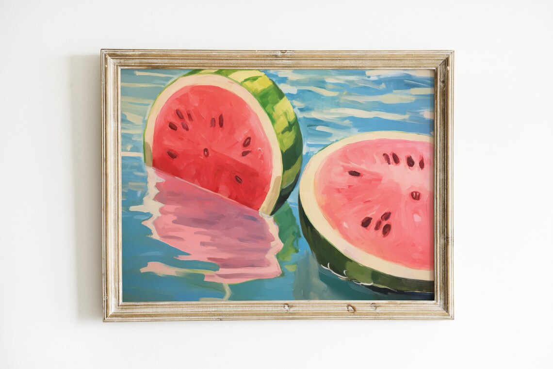 Watermelon Print Retro Fruit Art Print