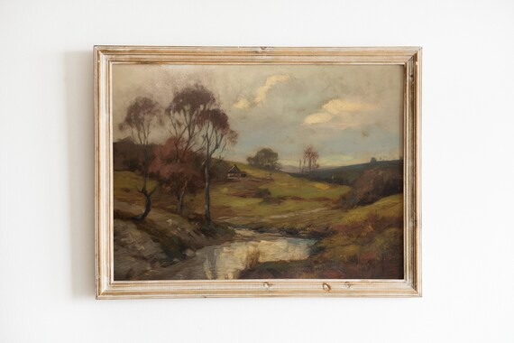 French Farmhouse Countryside Art Print, Soft Green
