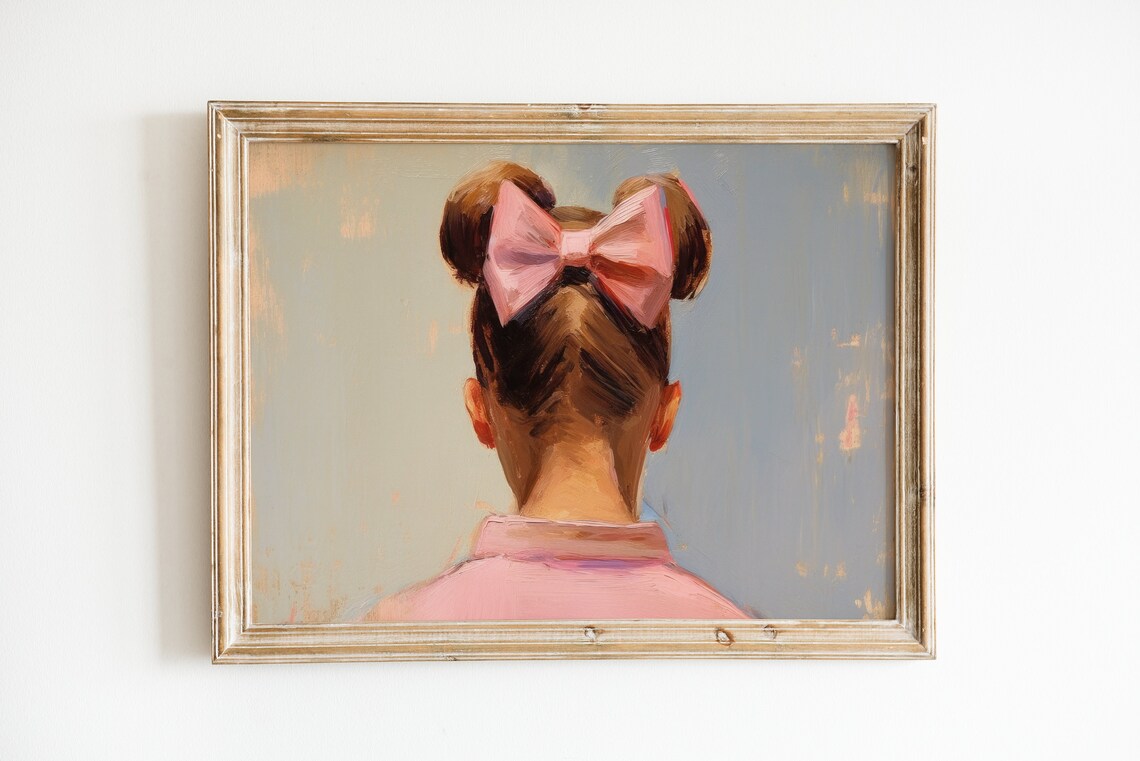 Vintage Pink And Blue Preppy Bow Art Print