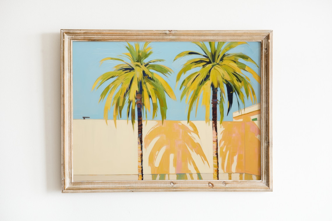 Preppy Palm Tree Painting Print, Coastal Decor