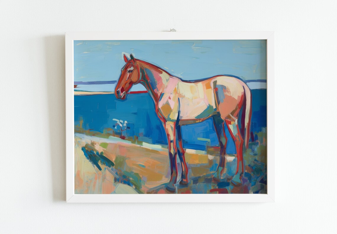 Horse Oil Painting, French Country Nursery Art Print - Image 2
