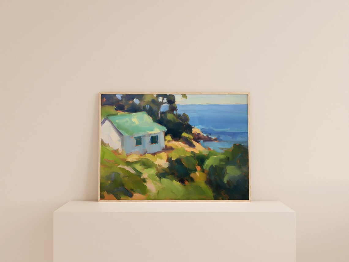 Coastal Landscape Painting, Lake House Decor Art Print - Image 2