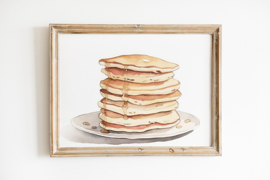 Stack Of Pancakes Print, Kitchen Breakfast Nook Art