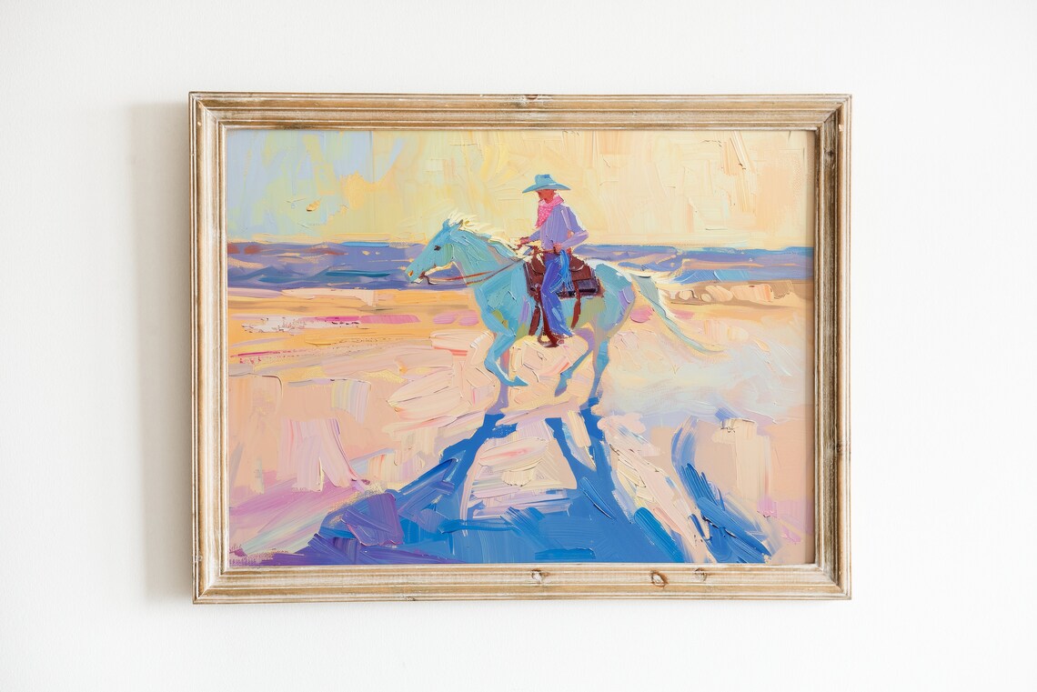 Coastal Western Abstract Cowboy Art Print