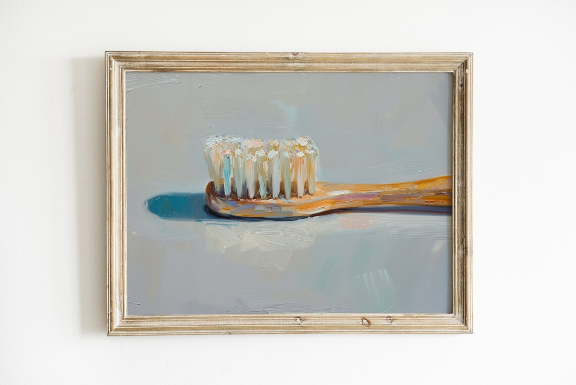 Toothbrush Funky Apartment Bathroom Art Print