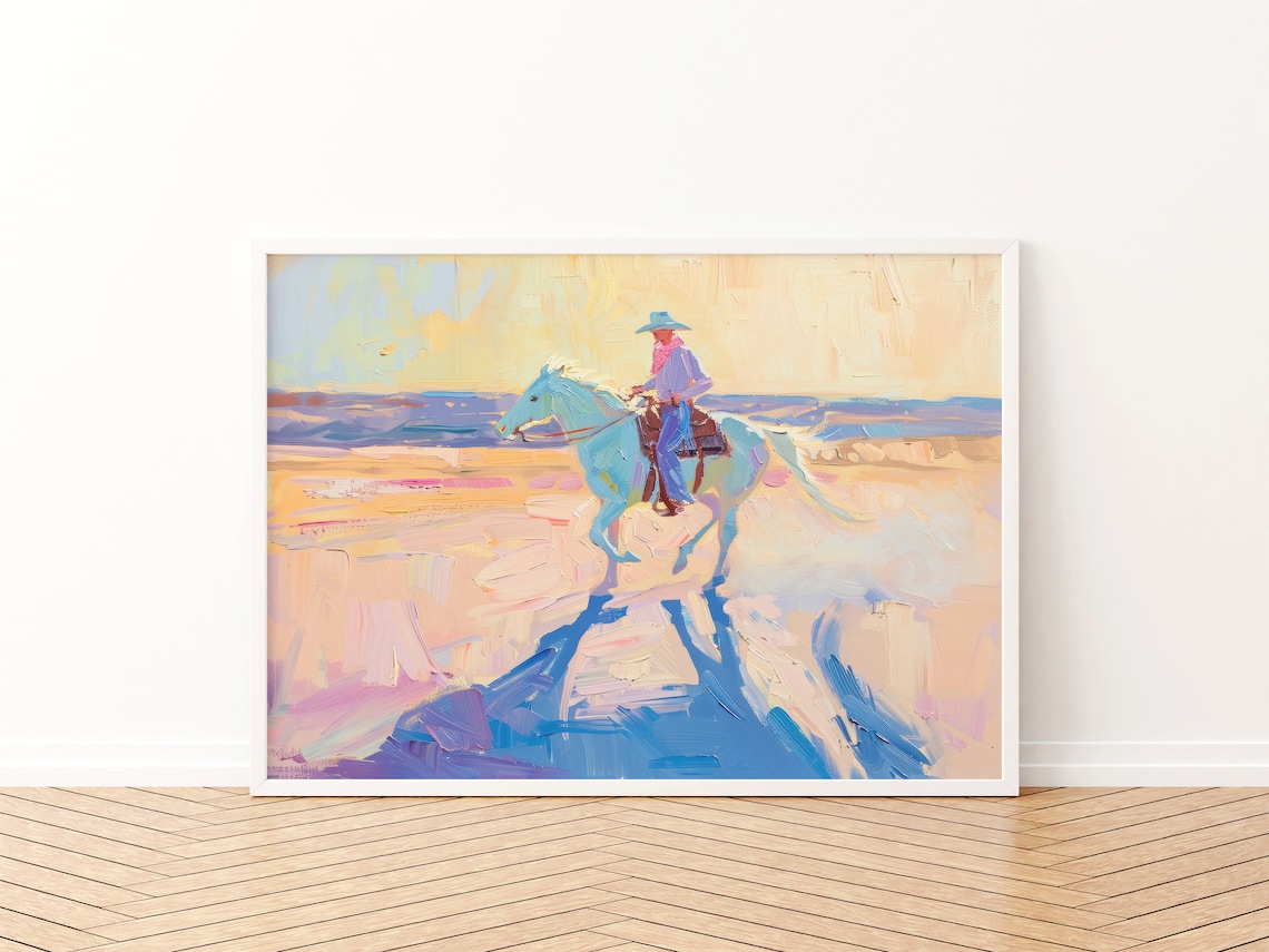 Coastal Western Abstract Cowboy Art Print - Image 3