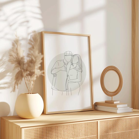Custom Art For Couple Engagement Gift Personalized Gift Line Art Gift For Engaged Couple Art For Couple