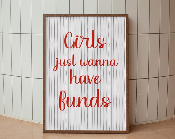 Girls Just Wanna Have Funds Wall Art Funny Quote Print Pink Bedroom Wall Art Trendy Gallery Wall Print Girly Wall Art