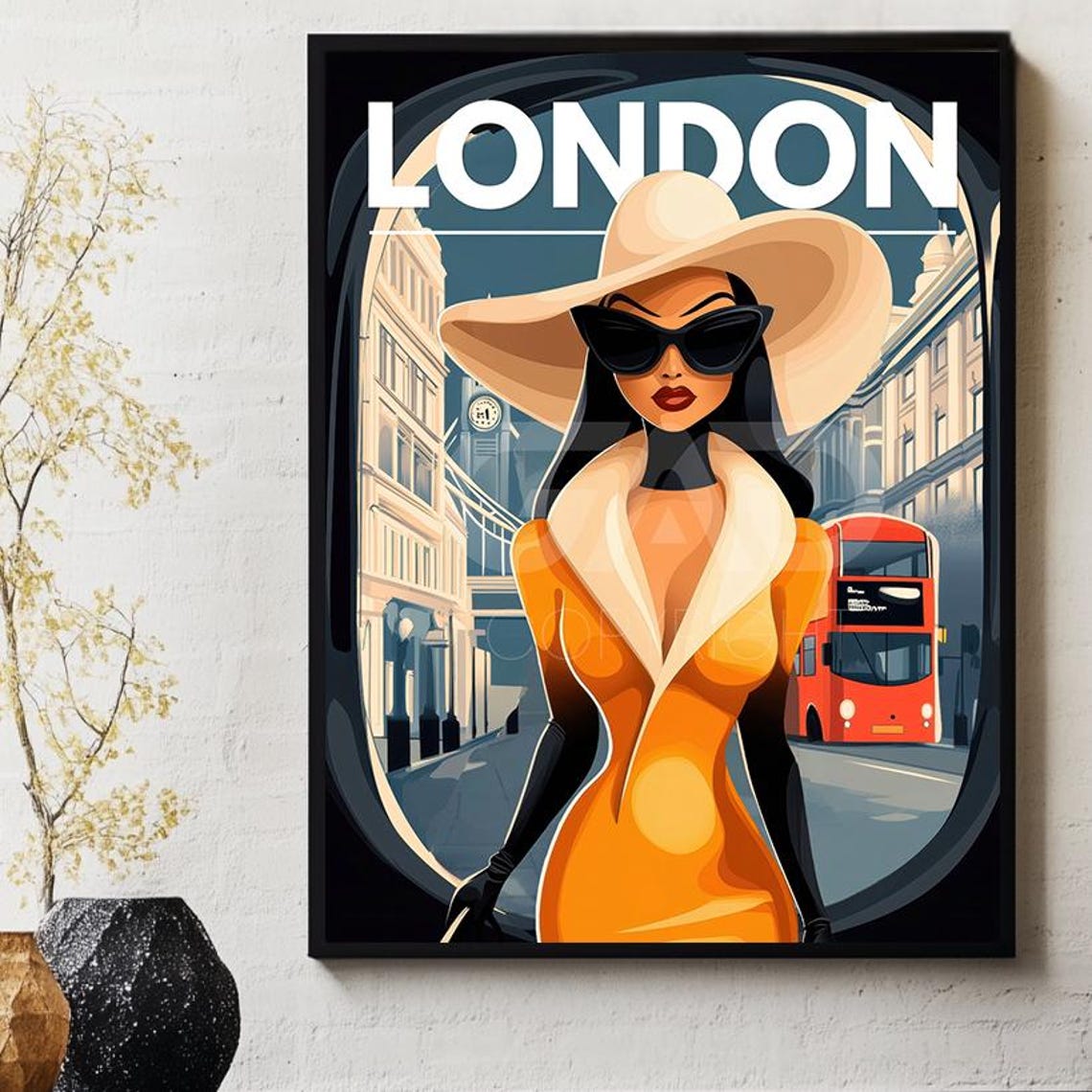 London City Poster Print Uk United Kingdom Town Bus Tower Bridge Shopping Retro Travel Wall Art Designs Gad Art 00015 London
