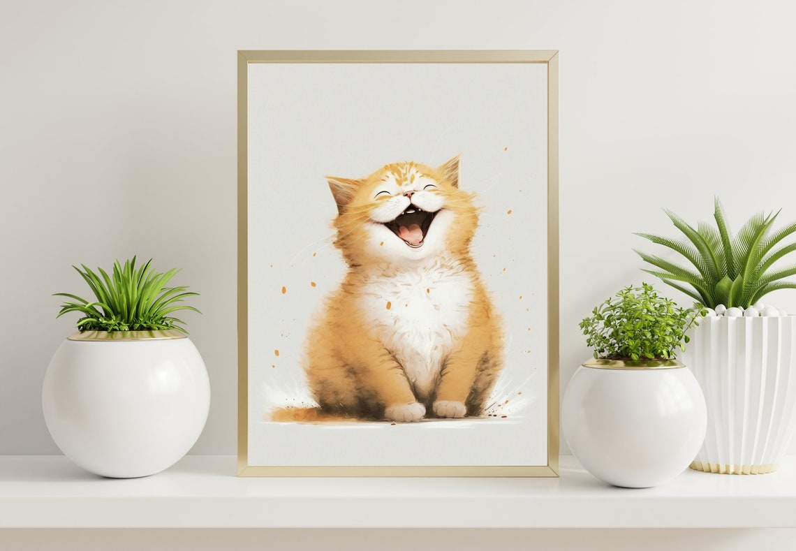 Positive Laughing Cat Wall Art Print Funny Printable Gift Wall Decor Happy Cat Print Printable Wall Art Instant - Image 3
