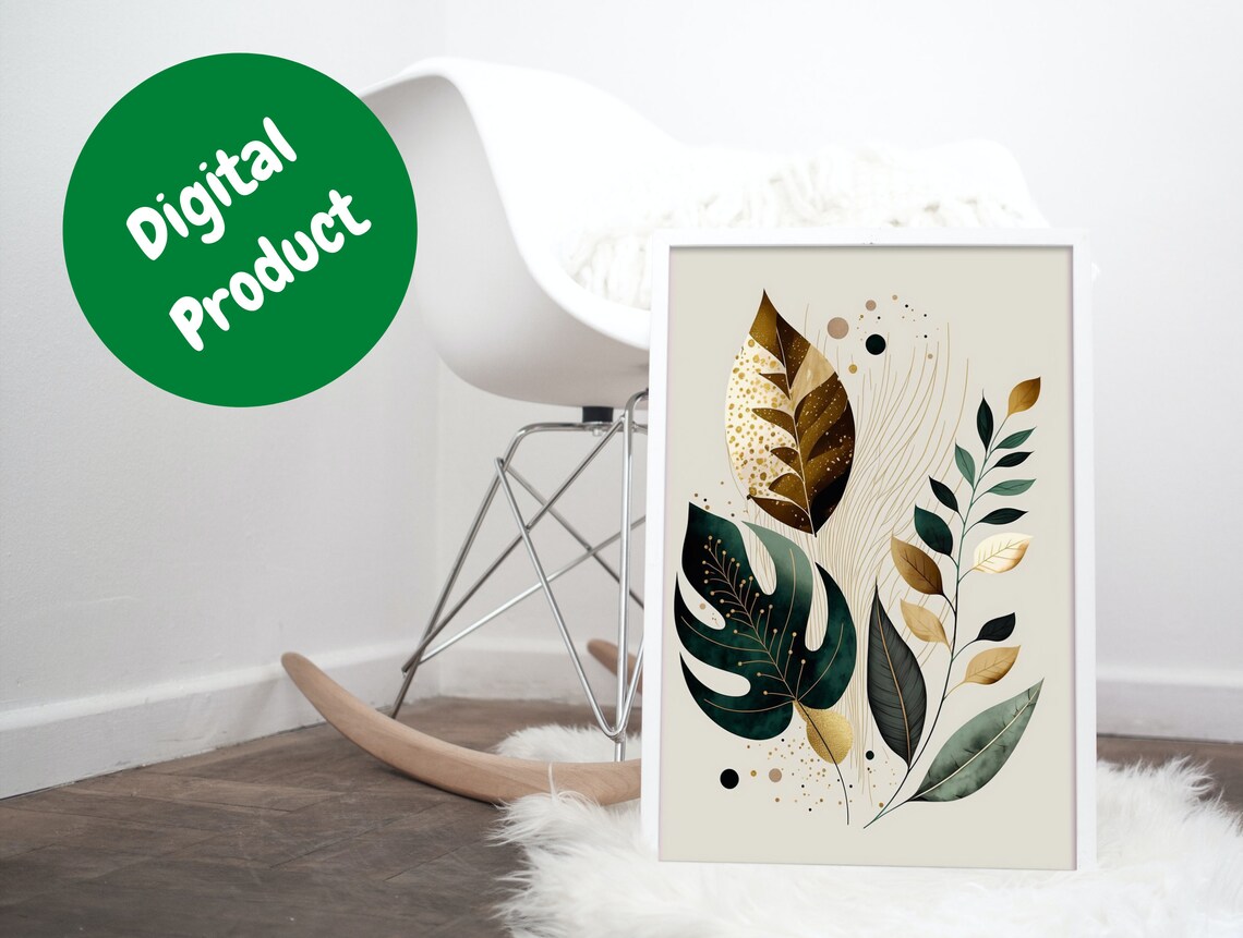Botanical Leaf Print, Neutral Boho Wall Art - Image 3