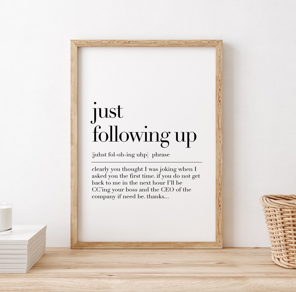 Just Following Up Funny Office Email Phrase Definition Poster - Image 2