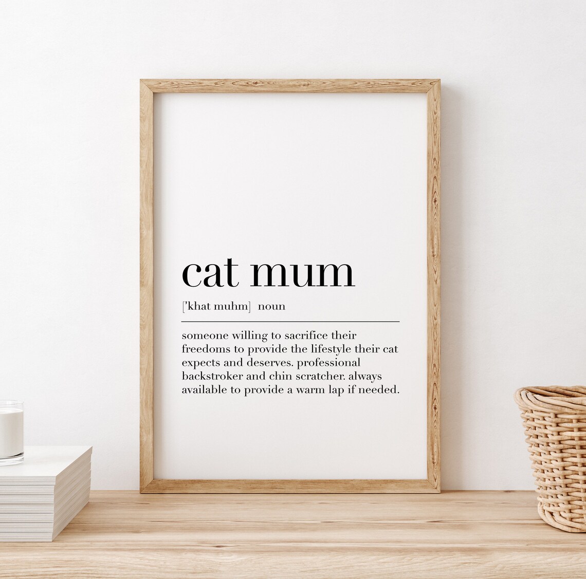 Cat Mum Definition Poster Funny Cat Lover Gift Minimalist Typographic Art - Image 2