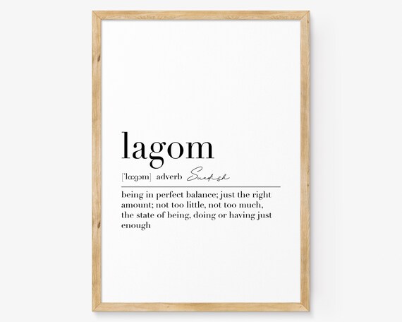 Lagom Definition Poster, Scandinavian Nordic Decor