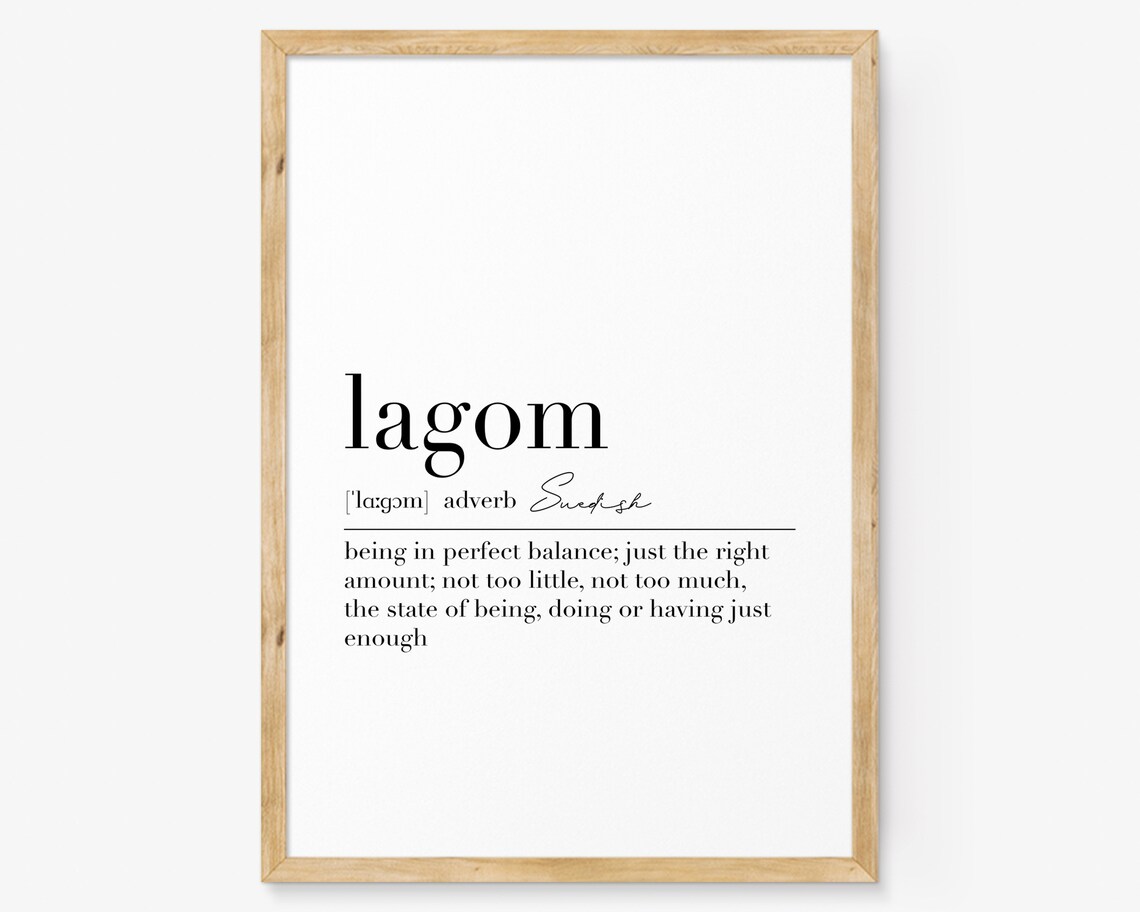 Lagom Definition Poster, Scandinavian Nordic Decor