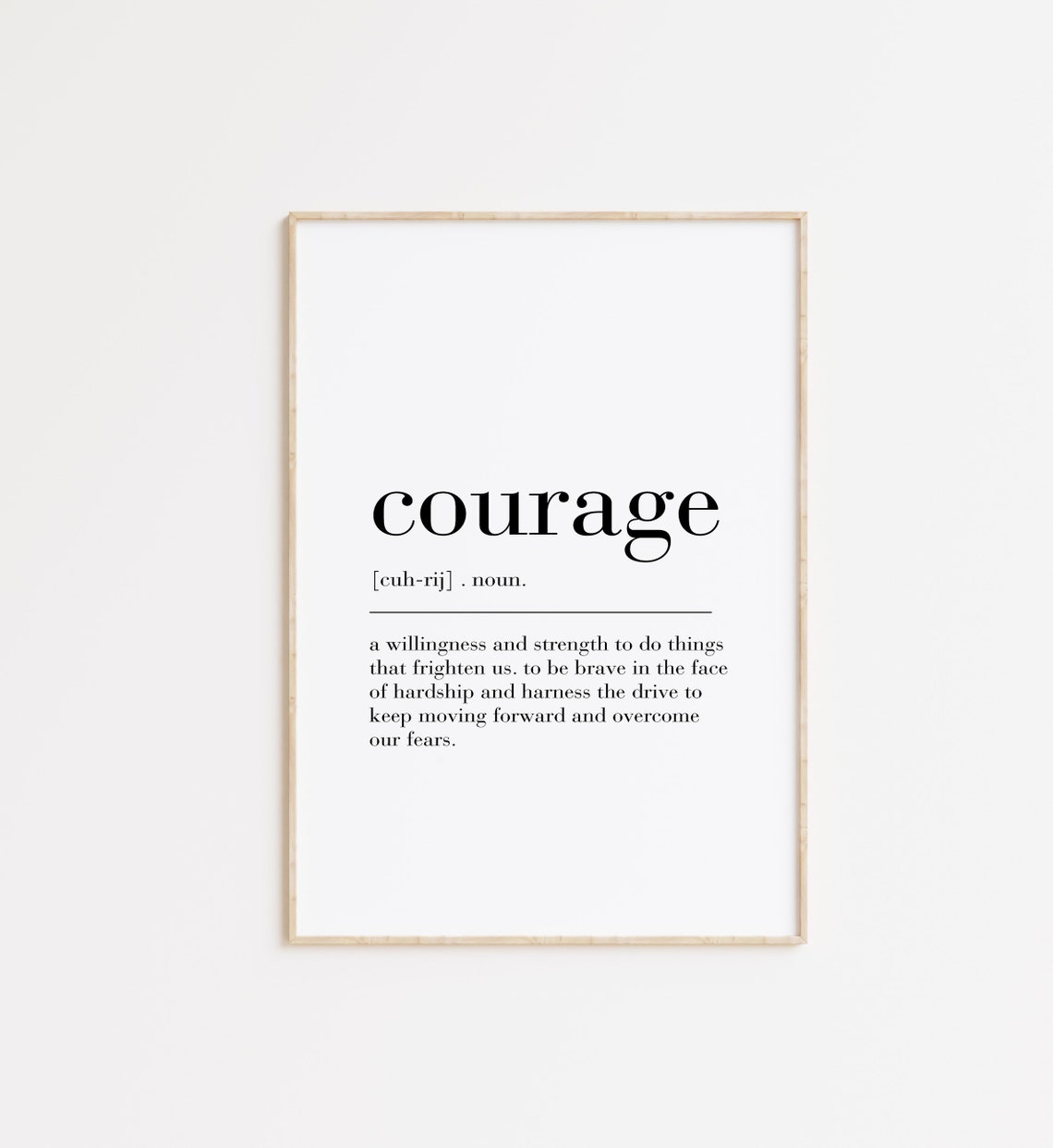 Courage Dictionary Definition Motivational Strength Quote Art Poster