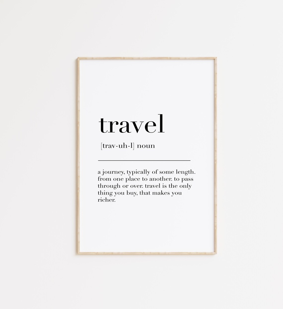 Travel Noun Dictionary Definition Journey Quote Inspirational Poster