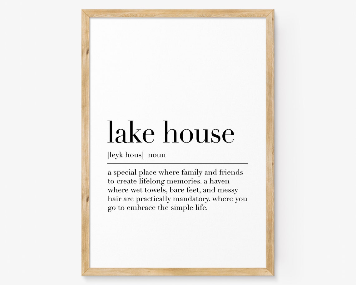 Lake House Definition Poster for Cozy Cabin and Family Home Decor