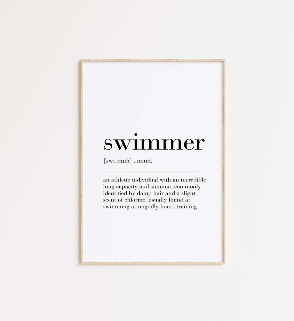 Swimmer Funny Dictionary Definition Swim Team Humor Gift Art Poster