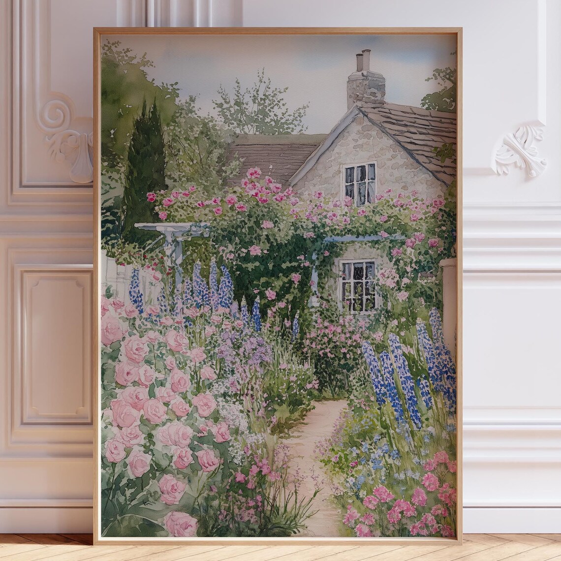 Vintage Spring Floral Art Print, Cottage Garden