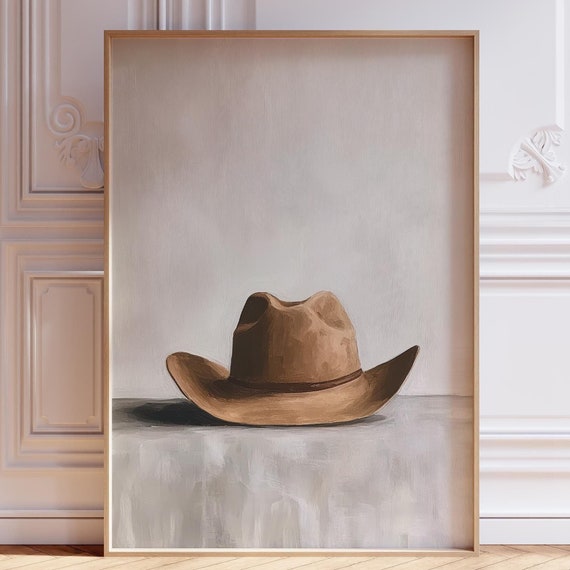 Cowboy Hat Art Print Wall Decor Southwestern Western Neutral Minimalist Poster