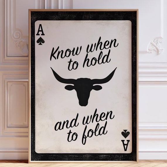 Western Playing Card Art Print Trendy Vintage Cowboy Rustic Southwestern Wall