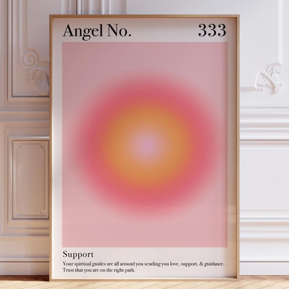 Pink Aura Poster 333 Angel Number Print Wall Art Zen Spiritual Meditation