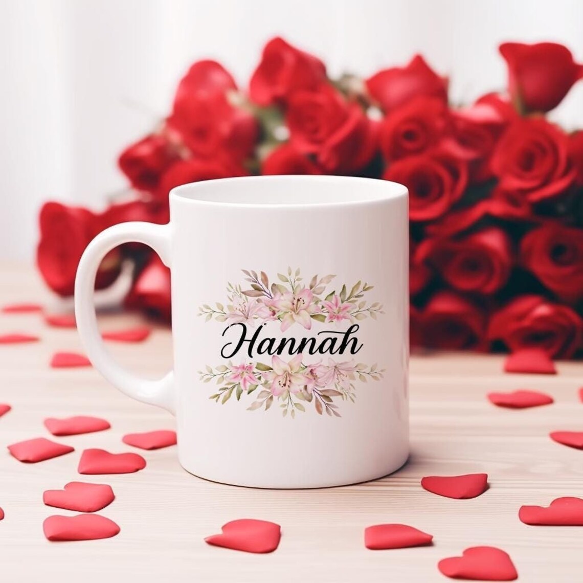Personalized Floral Name Mug For Her Gift