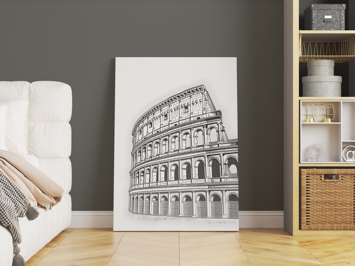 Colosseum Rome Ancient Architectural Sketch Line Drawing Poster - Image 2