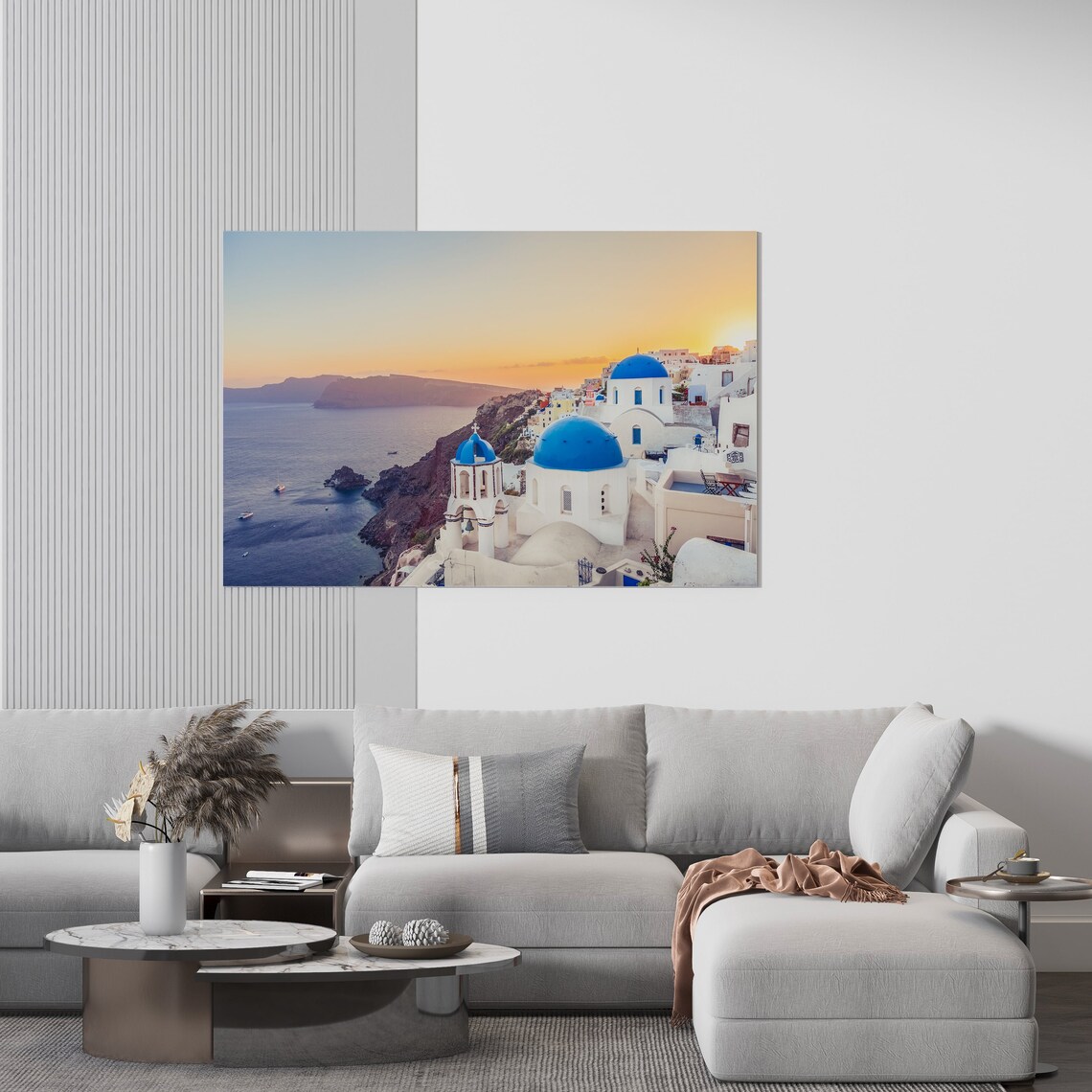 Santorini Greece Oia Sunset Blue Domes Aegean Sea Travel Photo Poster - Image 2